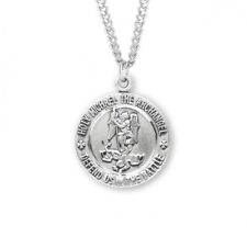 Sterling Silver Saint Michael Defend Us in Battle EMT Pendant Necklace 24 In picture