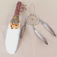 Native Southwest Decor Dreamcatcher Smudging Feather leather wrapped handle   picture