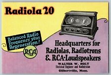 Scarce RCA Radiola 20 Ink Blotter c1920's VGC Walter W. Holt Gilbertsville, MASS picture