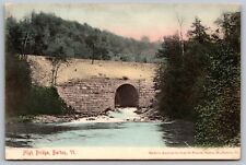 High Bridge Barton Vermont Waterway Forest Tunnel Austria Made Vintage Postcard picture
