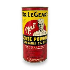 Vintage Advertising Can Dr. LeGear's Louse Powder Sealed 1940s Farm Decor picture