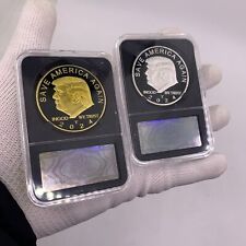 2pc/lot 2024 President Donald Trump Black Gold Silver Coin Eagel Coin In Frame picture