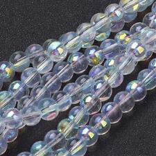 50 Clear Bubble Glass Beads Round 6mm BULK Spacers Jewelry Making AB Shimmer picture