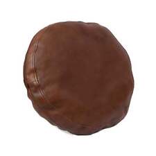 Leather Cover Pillow Round Cushion Case Genuine Home Throw Dcor Living Tan Antic picture