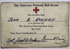 American Red Cross 1943 WWII War Fund Contribution Card War Collectible picture