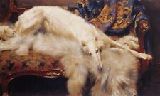 Borzoi Lady Of Quality Russian Hunting Hound Dog By Calderon Art Repro FREE S/H picture