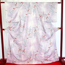 Japanese Kimono 'KOMON' Polyester/light purple/Camellia/Flower/Awase Kimono  picture
