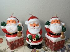 3 Vintage Santa Claus Christmas Candles Wax Mold Lot Of 3 picture