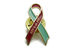 HIV Is An STD Lettered Ribbon Pin Red & Mint Green picture