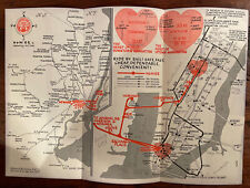 RARE 1952 H&M RR MANHATTAN RAILROAD NYC Subway Map & NYC SPORTS SCHEDULE - VTG picture