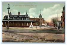 c1910s B and M Depot and Main Street, Tilton New Hampshire NH Postcard picture