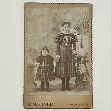 Antique Cabinet Card Photograph Adorable Little Girl Sisters Family Brooklyn NY picture