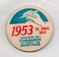 Milk Cap - 1953 - Dr. Jonas Salk - Developed The Polio Vaccine - Dreaded Disease picture