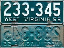 1956 West Virginia License Plate can be re-registered Original Unrestored picture