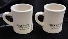 Lot Of 2 M WARE White Diner Style Heavy Coffee Mug Seven Virtues Coffee Roasters picture