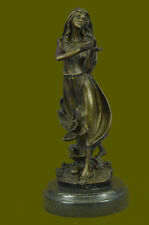 Beautiful Girl With Bunch of Flower On Bronze Sculpture Statue Figurine Deal picture