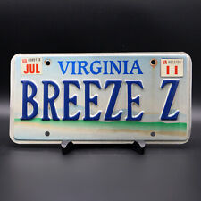 2011 Virginia BREEZE Z Personalized License Plate Expired Car Tag Mountain Scene picture