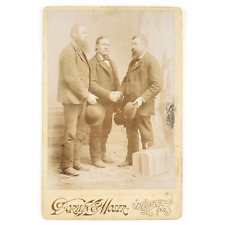 Business Men Shaking Hands Photo c1885 Decatur Indiana Group Cabinet Card B3228 picture