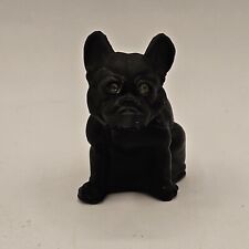 Westmoreland Glass Black French Bulldog Figurine Rhinestone Eyes Vintage picture