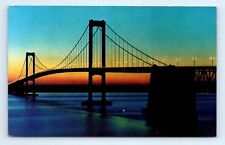 Delaware Memorial Bridge Twilight Sunset DE Postcard picture