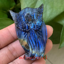 1PC Natural Labradorite Quartz Hand Carved Crystal The angelSkull Reiki Healing picture