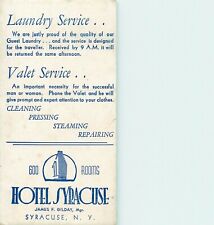 Hotel Syracuse New York Valet Service Laundry Ink Blotter picture