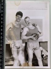 Shirtless Couple Men Hug Beefcake Affectionate Guys Gay Interest Vintage Photo picture