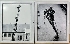 (2) Vintage Photos -London Fire Brigade Ladders -Firehouse Subs Restaurant picture