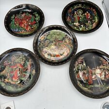 Bradex PALEKH Russian Legends set Of 5 Plates All In Good Condition Vintage picture