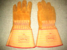 Vintage Sears Work Gloves With Cuffs 1970s Leather Cowhide USA Made picture