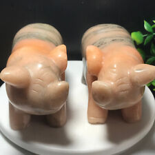 1000g 112mm A pair of sun stone crystal carved pig Healing Chakra Spirit Animal picture