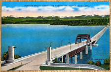 Vintage Postcard Floating Bridge Across Lake Washington Seattle WA picture