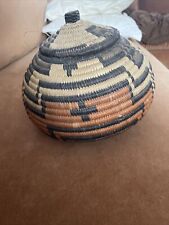 Vintage African Zulu Water Basket Authentic Hand Woven Zig-Zag Pattern picture