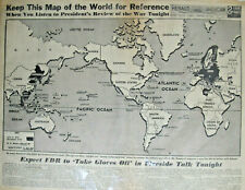 Chicago American 1942 WW2 Reference Map President FDR War Review Radio Broadcast picture
