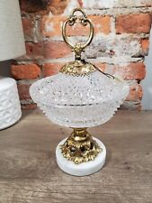 Vtg HAMILTON STERLING 24KT GOLD PLATED FILIGREE LEAD CRYSTAL Compote Candy Dish picture
