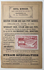 1887 antique HOTEL WINDSOR Awnings STEAM SUPPLY double Sided ad Manchester N.H. picture