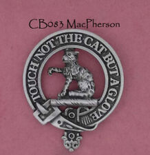 MacPherson Hand Crafted Pewter Scotland Clan Crest & Motto Cap Badge Brooch UK  picture