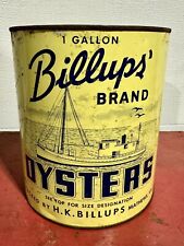 Vintage GALLON H.K. BILLUPS MATHEWS, VIRGINIA VA 464 TIN CAN OYSTER picture
