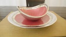 Julia Knight Set Of 2 Cast Aluminum Serving Dishes Mother of Pearl Pink Enamel picture