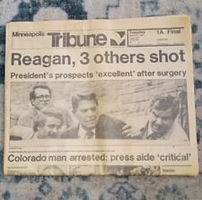 1981 Headline Newspaper Minneapolis Tribune March, 31 1981 President Shot picture