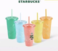 Starbucks Thailand 25th Anniversary 24 oz Color Change Reusable 5 Cups & Straws picture
