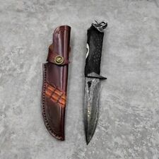 Drop Point Knife Fixed Blade Hunting Survival Camp VG10 Core Damascus Steel Wood picture