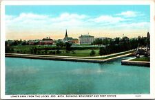 Soo, Michigan~Locks~Post Office~Monument~Park~ White Border~VTG Postcard~KA20 picture