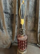 Table Lamp Spanish Style Ruby Red Base Black Metalwork 27 1/2