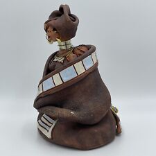 African Xhosa Native Woman Mother & Child Terracotta Clay Rare Sculpture FolkArt picture