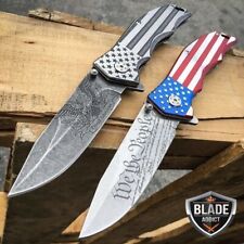 MTech USA American FLAG Spring Open Assisted Folding POCKET KNIFE ARMY PATRIOTIC picture