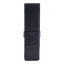 Pen Holder Pencil Case Full Grain Leather by DiLoro Holds Two Pens Pencils Black picture
