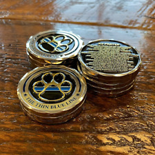Thin Blue Line K9 Paw Prayer Police Challenge Coin- K9 Officers or Support- NEW picture
