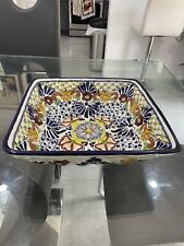 Mexican Pottery Bowl Square Textured Art Pottery Folk Art picture