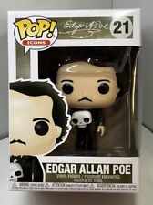 Funko Pop Icons Edgar Allan Poe #21 With Skull Figure With Protector DAMAGED BX picture